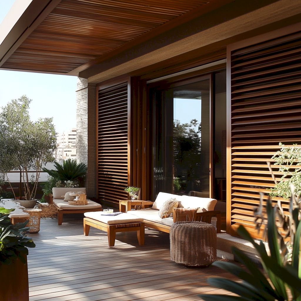 Închideri terase cu obloane din lemn